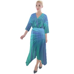 Quarter Sleeve Wrap Front Maxi Dress 