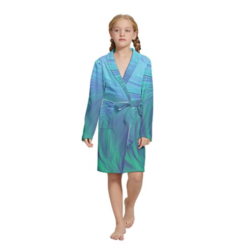 Psicodelia Zyguratti Texture Cyanturquoise Kids  Long Sleeve Velvet Lounge Robe from ArtsNow.com