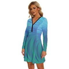 Long Sleeve Deep V Mini Dress  