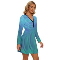 Long Sleeve Deep V Mini Dress  