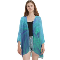 Open Front 3/4 Sleeve Batwing Chiffon Cardigan Kimono 