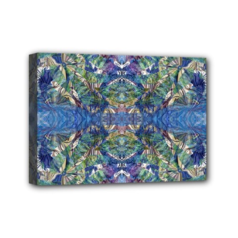 Blue arabesque Mini Canvas 7  x 5  (Stretched) from ArtsNow.com