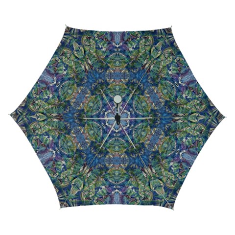 Blue arabesque Automatic Folding Umbrella with Case (Small) from ArtsNow.com