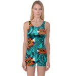 Flame Swirls One Piece Boyleg Swimsuit