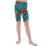 Flame Swirls Kids  Mid Length Swim Shorts