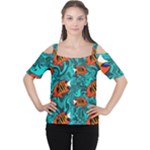 Flame Swirls Cutout Shoulder T-Shirt