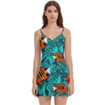 Flame Swirls Body Wrap Sleeveless V-Neck Mini Dress