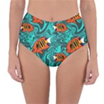 Flame Swirls Reversible High-Waist Bikini Bottoms