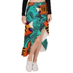 Flame Swirls Asymmetrical Ruffle Hem Skirt 