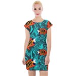 Flame Swirls Cap Sleeve Bodycon Dress