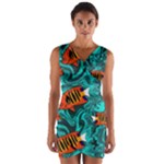 Flame Swirls Wrap Front Bodycon Dress