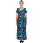 Flame Swirls High Waist Short Sleeve Maxi Dress