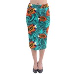 Flame Swirls Midi Pencil Skirt