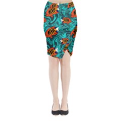 Flame Swirls Midi Wrap Pencil Skirt from ArtsNow.com