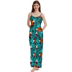 Flame Swirls Spaghetti Top Long Pants Satin Pajamas Set from ArtsNow.com