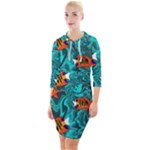 Flame Swirls Quarter Sleeve Hood Bodycon Dress