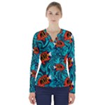 Flame Swirls V-Neck Long Sleeve Top