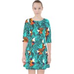 Flame Swirls Quarter Sleeve Pocket Dress