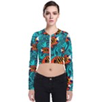 Flame Swirls Long Sleeve Zip Up Bomber Jacket