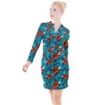 Flame Swirls Button Long Sleeve Dress