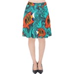 Flame Swirls Velvet High Waist Skirt