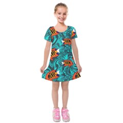 Flame Swirls Kids  Short Sleeve Velvet Dress from ArtsNow.com