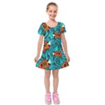 Flame Swirls Kids  Short Sleeve Velvet Dress