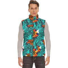 Flame Swirls Men s High Neck Button Up Puffer Vest from ArtsNow.com