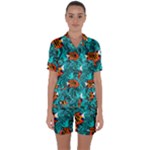 Flame Swirls Satin Short Sleeve Pajamas Set