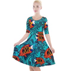 Quarter Sleeve A-Line Dress 