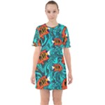 Flame Swirls Sixties Short Sleeve Mini Dress