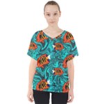 Flame Swirls V-Neck Dolman Drape Top