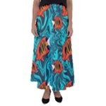 Flame Swirls Flared Maxi Skirt