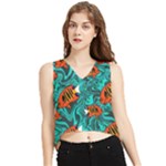 Flame Swirls V-Neck Cropped Tank Top