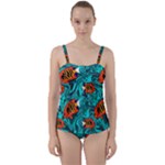 Flame Swirls Twist Front Tankini Set