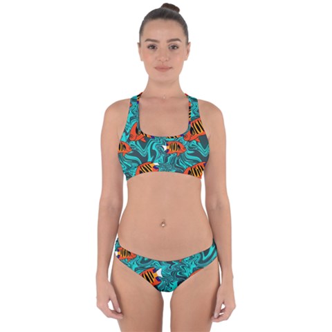 Flame Swirls Cross Back Hipster Bikini Set from ArtsNow.com