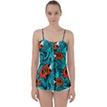 Flame Swirls Babydoll Tankini Top