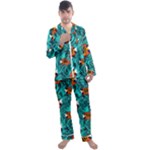 Flame Swirls Men s Long Sleeve Satin Pajamas Set