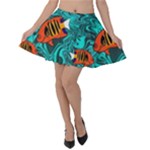 Flame Swirls Velvet Skater Skirt