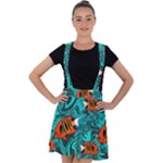 Flame Swirls Velvet Suspender Skater Skirt