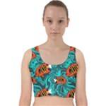 Flame Swirls Velvet Racer Back Crop Top