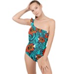 Flame Swirls Frilly One Shoulder Swimsuit