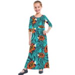 Flame Swirls Kids  Quarter Sleeve Maxi Dress