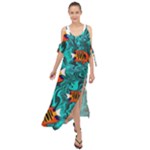 Flame Swirls Maxi Chiffon Cover Up Dress