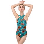 Flame Swirls Cross Front Low Back Swimsuit