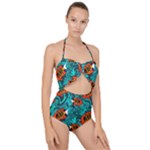 Flame Swirls Scallop Top Cut Out Swimsuit