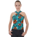 Flame Swirls Cross Neck Velour Top