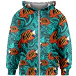 Flame Swirls Kids  Zipper Hoodie Without Drawstring