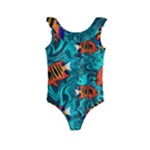 Flame Swirls Kids  Frill Swimsuit