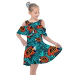 Flame Swirls Kids  Shoulder Cutout Chiffon Dress